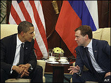 Barack Obama y Dimitri Medvedev