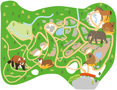 関西じゃらん 4月号動物園の園内イラストマップ 公式 イラストレーター アライヨウコ Webサイト