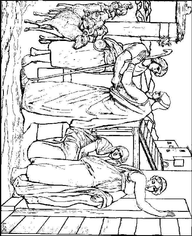 Download Jacob, Laban, Rachel, and Leah Coloring Page