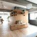 Sinato, Japan, japanese apartments, apartment renovation, open plan, open plan layout, south facing, l-shaped partition, glass panels, wooden partition, concrete, white painted walls, natural light, cross ventilation