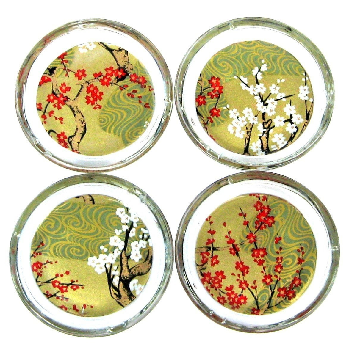 branching out - chiyogami and glass coasters/ ashtrays