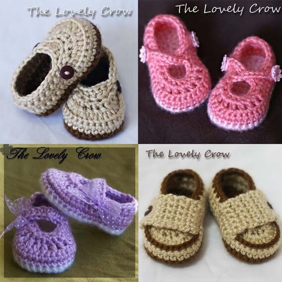 PDF Crochet Pattern Package. All four booties. Ribbon Maryjanes, Teaparty Maryjanes, Little Mister Loafers, Little Prince Loafers.