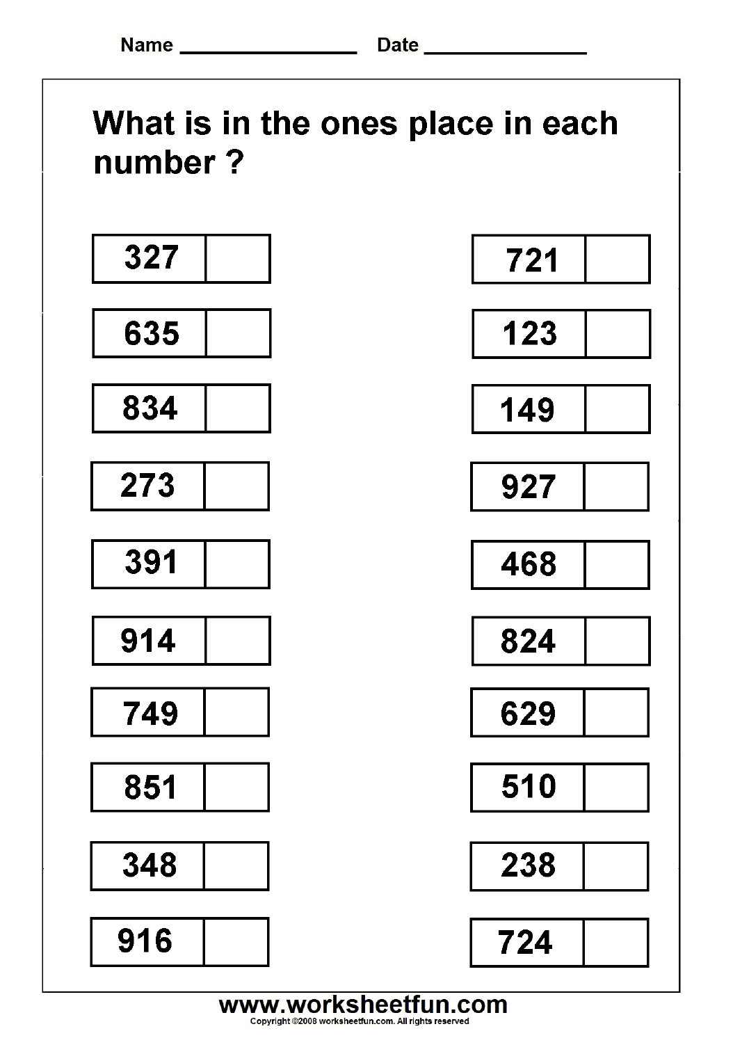 Ones Place Value – 2 Worksheets / FREE Printable Worksheets ...