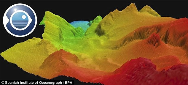 This computer-generated image shows the underground volcano off the southern-most Canary Island, El Hierro