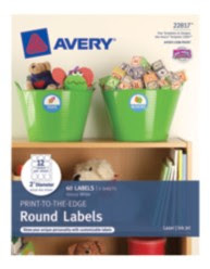 Home Organization Labels Avery ® Print-to-the-Edge Round Labels 22817, Glossy White, 2