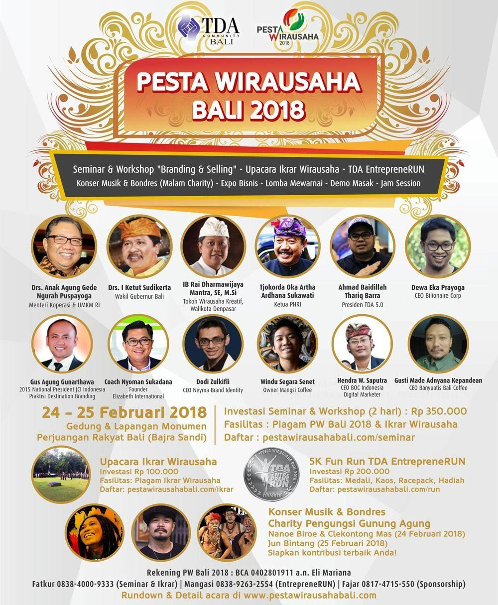 Profil Pembicara Pesta Wirausaha Bali 2018