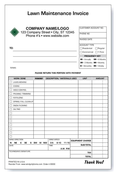  lawn care invoice template business