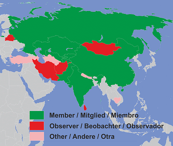 Shanghai Cooperation Organization Map 2022