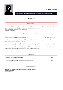 Modele Exemple De Cv Dieteticien Ne Staffsante