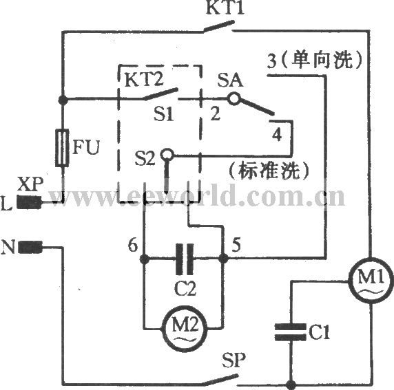 Spring Timer Ordinary Double Tube Washing Machine Circuit Basic Circuit Circuit Diagram Seekic Com