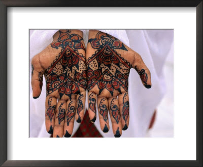 Person Displaying Henna Hand Tattoos, Djibouti, Djibouti Framed