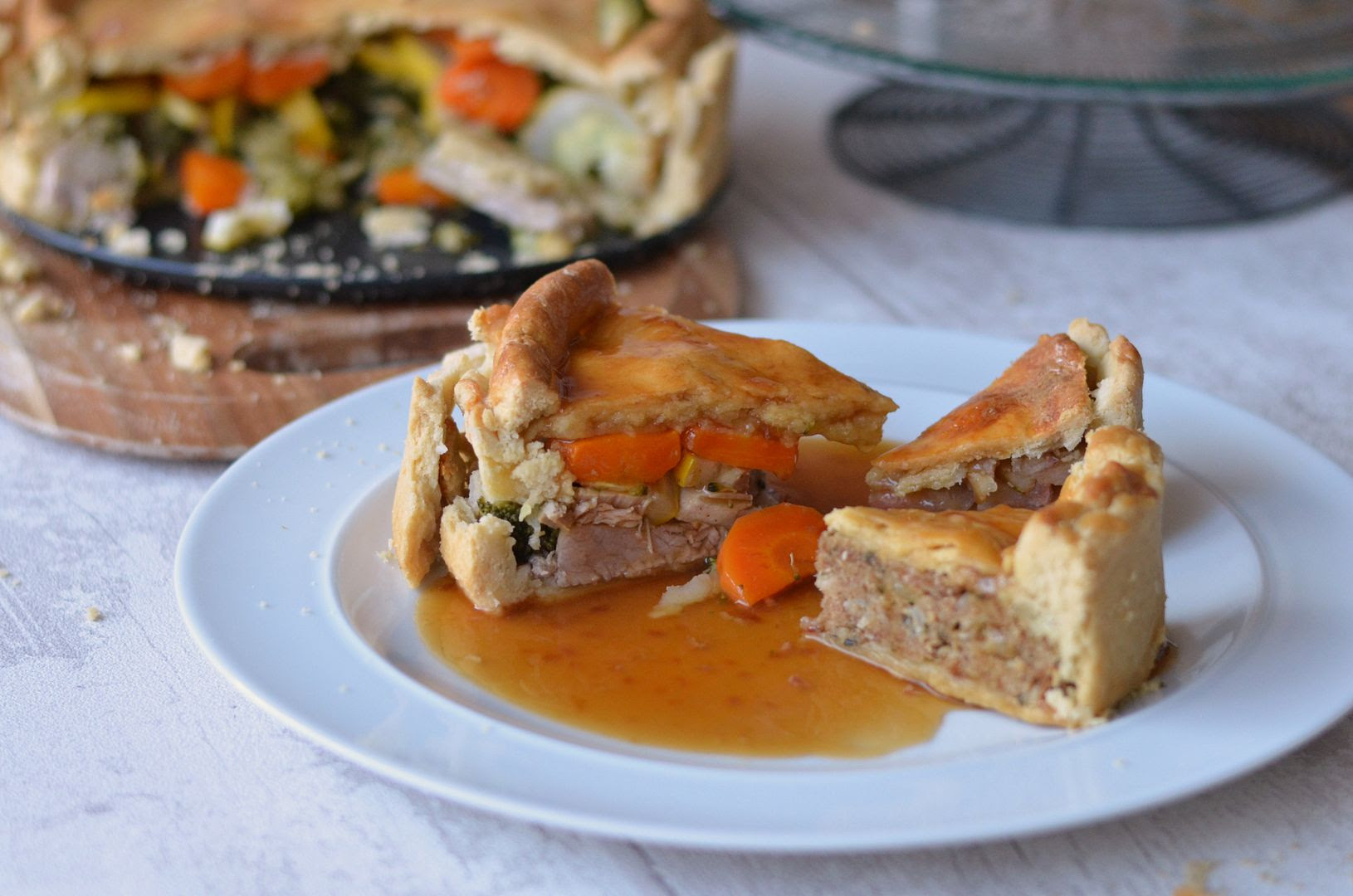 Three Tier Roast Pork Dinner Pie