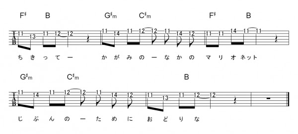 Marionette ｻﾋﾞ Boowy ギターtab譜 ﾒﾛﾃﾞｨ ｺｰﾄﾞ ギターワサビトscore