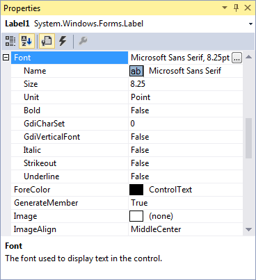 Font sub sproperties