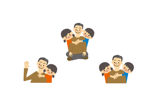 無料素材 父の日のデザインに使えるお父さんと子供達のイラスト9点セット