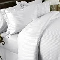 300 Thread Count Egyptian Cotton 300TC Twin Extra Long Sheet Set, Twin XL, White Stripe 300 TC
