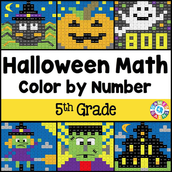 Halloween Math Color-by-Number - 5th Grade – Games 4 Gains