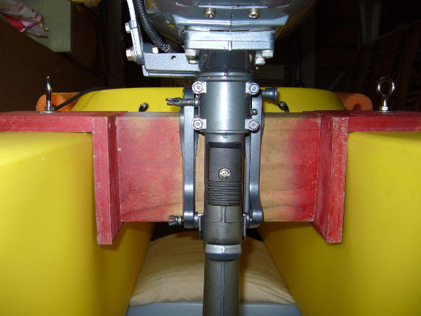 DIY kayak transom motor mount for 15 inch propeller shaft 