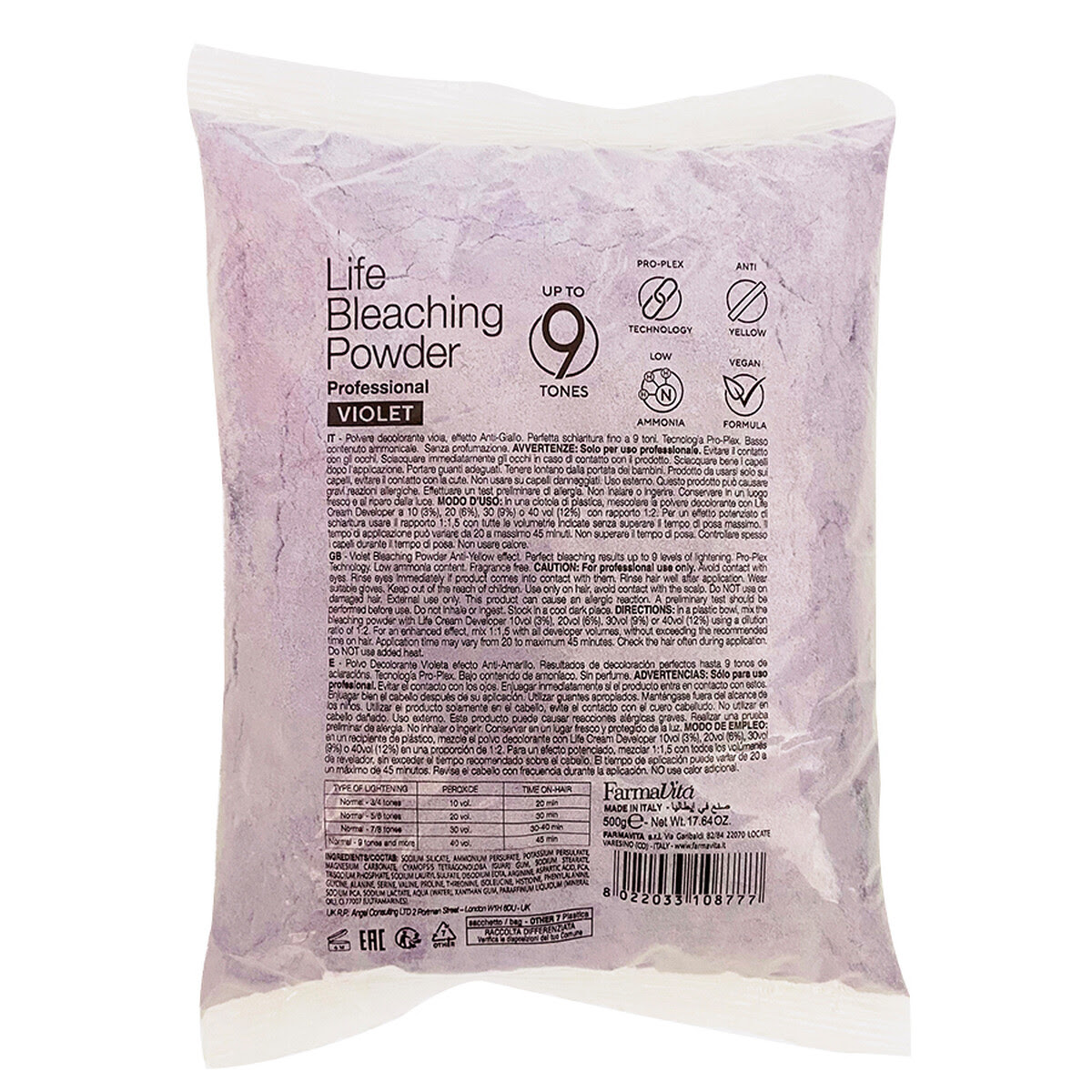 Farmavita Life Violet Bleaching Powder 9 Shades - 500G » Hair ...