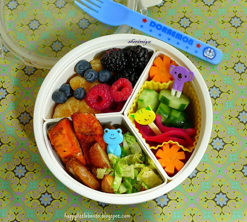 Salmon and Brussels Bento by sherimiya ♥