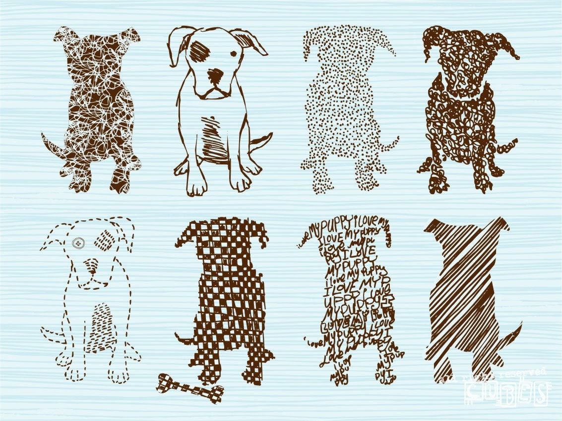 wall decor art URBAN DOGS children art nursery art by cubes1