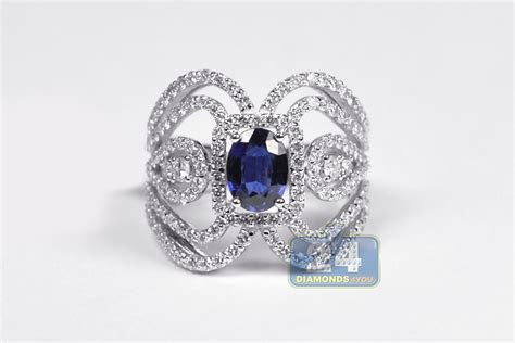 Have you ever gotten a green or black ring around your finger from wearing a ring? Womens Diamond Sapphire Vintage Ring 18K White Gold 3.11 ct