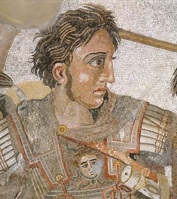 Detalle del mosaico de Issos (también conocido como mosaico de Alejandro Magno), realizado cerca del año 325 a. C. en Pompeya.