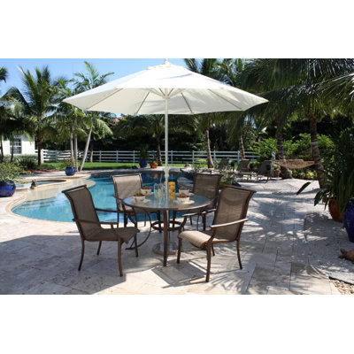 Hospitality Rattan Chub Cay Patio Dining Set with Tempered Glass
