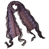 Acrylic & Polyester Fashion Carefree Chiffon Flowers Edge Knitted Long Scarf - Various Colors