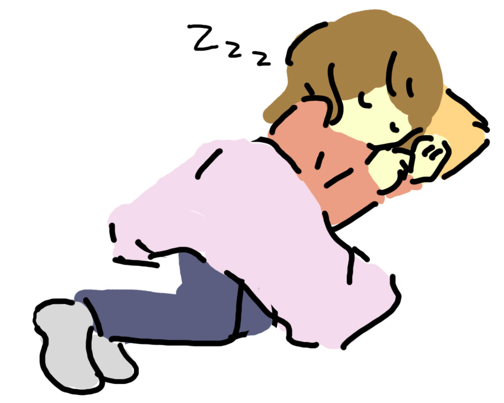 お昼寝をする女の子 イラスト素材