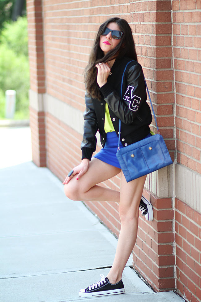 American College Varsity Jacket, Chuck Taylor Converse, Fashion Outfit