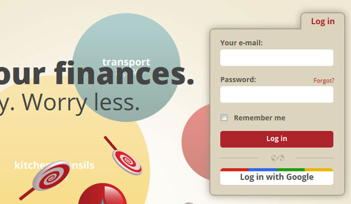 toshl.com Social Login Design
