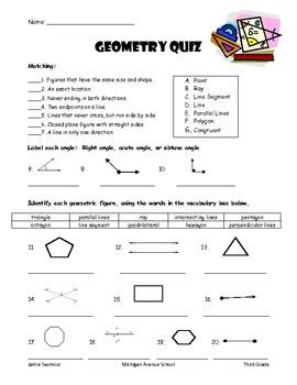  3rd grade geometry quiz by jamie seymour teachers pay teachers