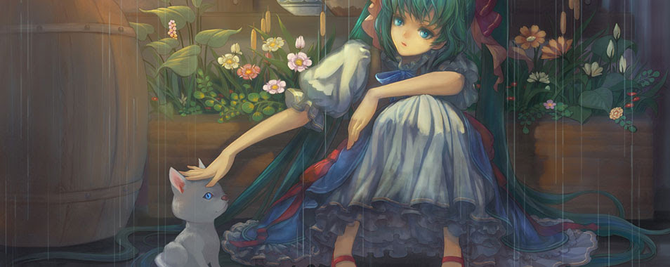 初音ミク ミクとネコの可愛いイラスト画像 ボカロ壁紙