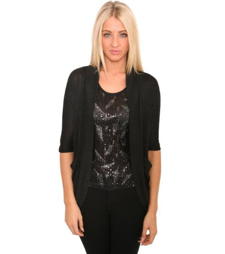  Pilot baisse arrière lurex cardigan en noir