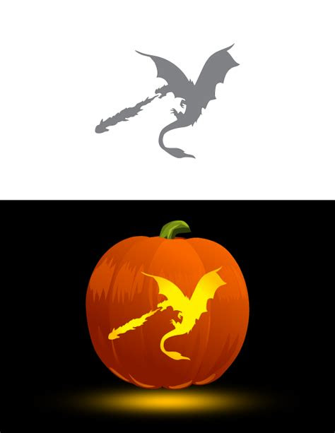 We carved the fire all the way through so it would be extra bright. printable easy fire breathing dragon pumpkin stencil