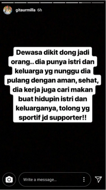 Gita Urmila selaku istri Gede mengaku takut dan meminta suporter PSM bersikap dewasa