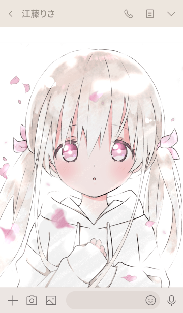 パーカーの女の子 白 Line着せかえ 370円