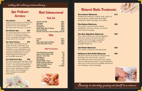nail salon menu  services  nail designs