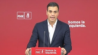 Compareixença de Pedro Sánchez des de la seu de Ferraz