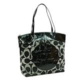 Coach Signature Laura North South Bag Purse Tote 18335 Black White