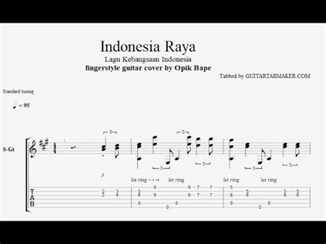 indonesia raya tab acoustic fingerstyle guitar tab