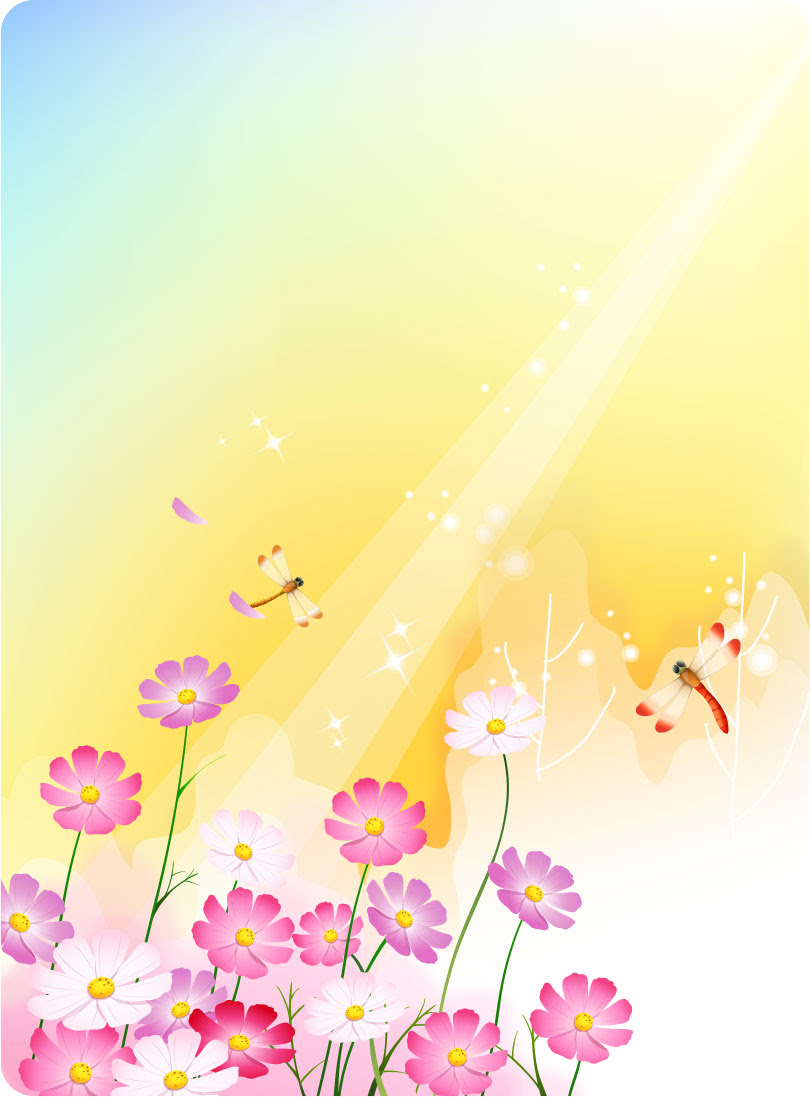ラブリーかわいい コスモス とんぼ イラスト