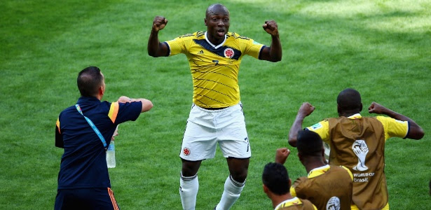 Pablo Armero comemora gol marcado pela Colômbia na Copa de 2014: reforço do Fla