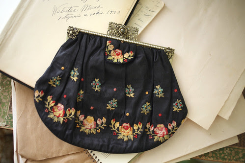 satin embroidered purse