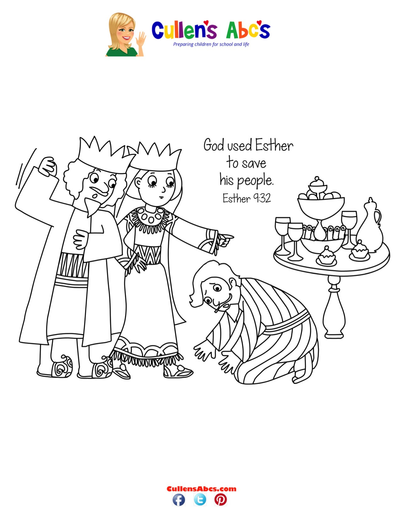 Bible Key Point Coloring Page The Brave Queen Free Children S Videos Activities