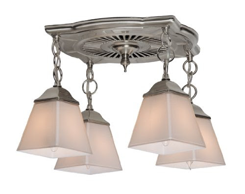 Hunter 80702 Montesino 70 CFM 4-Light Bathroom Fan, Brushed Nickel with Nantucket White Glass Shades