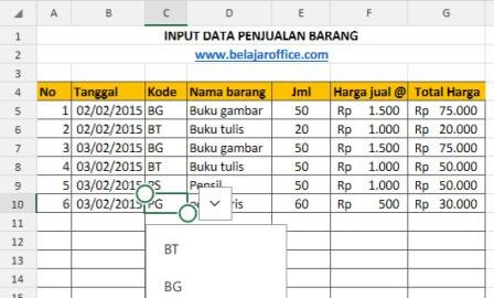 sheet penjualan