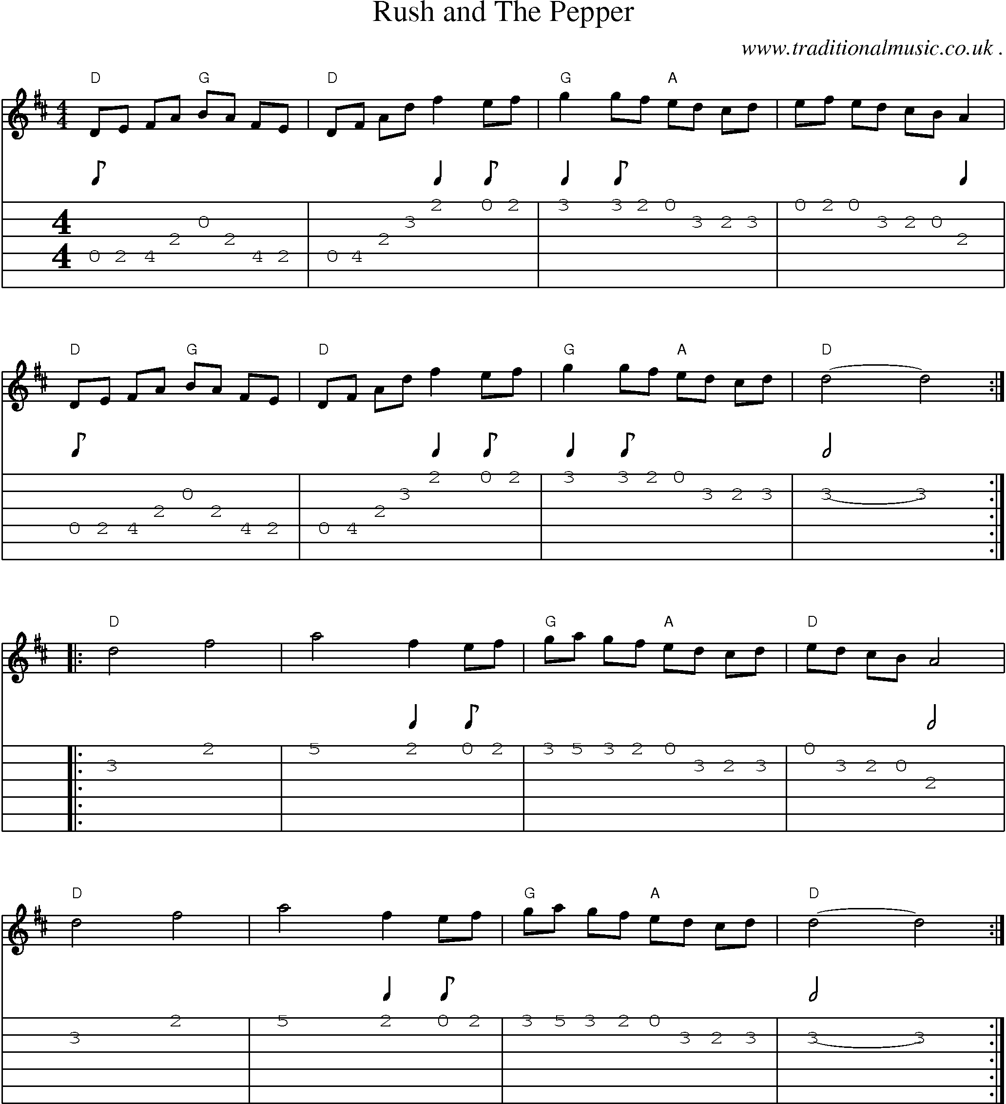 Common Session Tunes Scores And Tabs For Guitar Rush And The Pepper