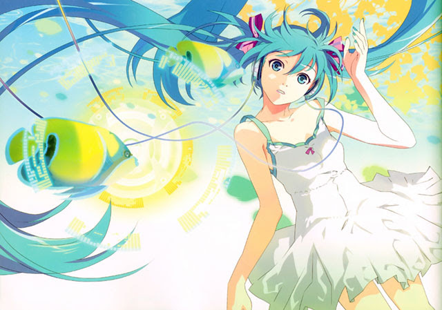 初音ミク 白ワンピースのミクの可愛いイラスト画像 ボカロ壁紙